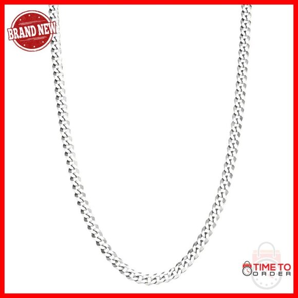 Jewelry - 3.5mm Diamond Cut Cuban Link Chain Necklace 24 Inch Sterling Silver